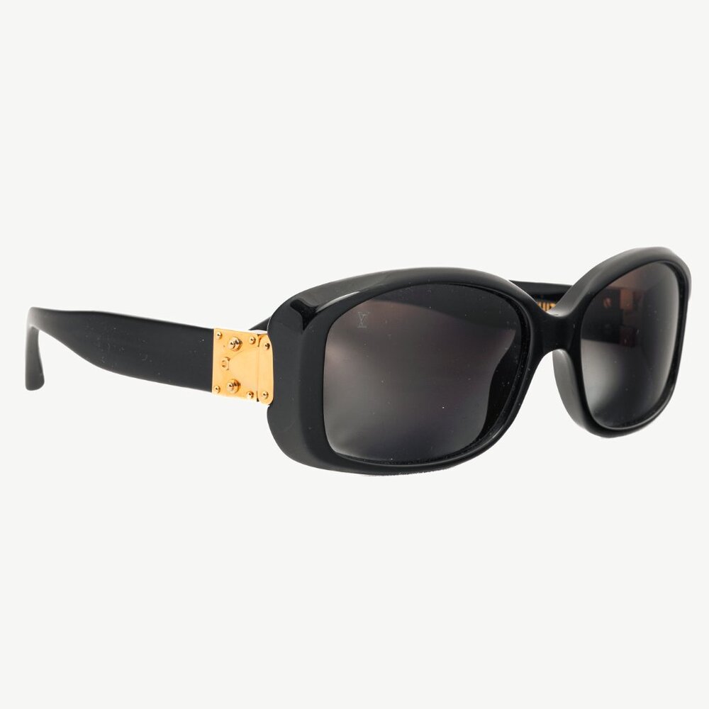 Louis Vuitton Z0005W Black Acetate Gold-Tone-Hinge Rectangular Sunglasses
